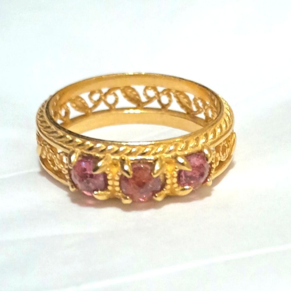 Rare Turkish Tourmaline Filigree‎ DGS.925 Silver Women's Wedding Rings, Sz 7